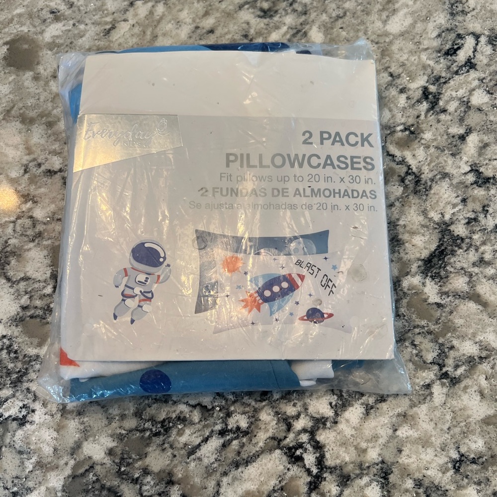Toddler pillow Astronaut and Rocket Pillowcases 2-Pack. Brand new.